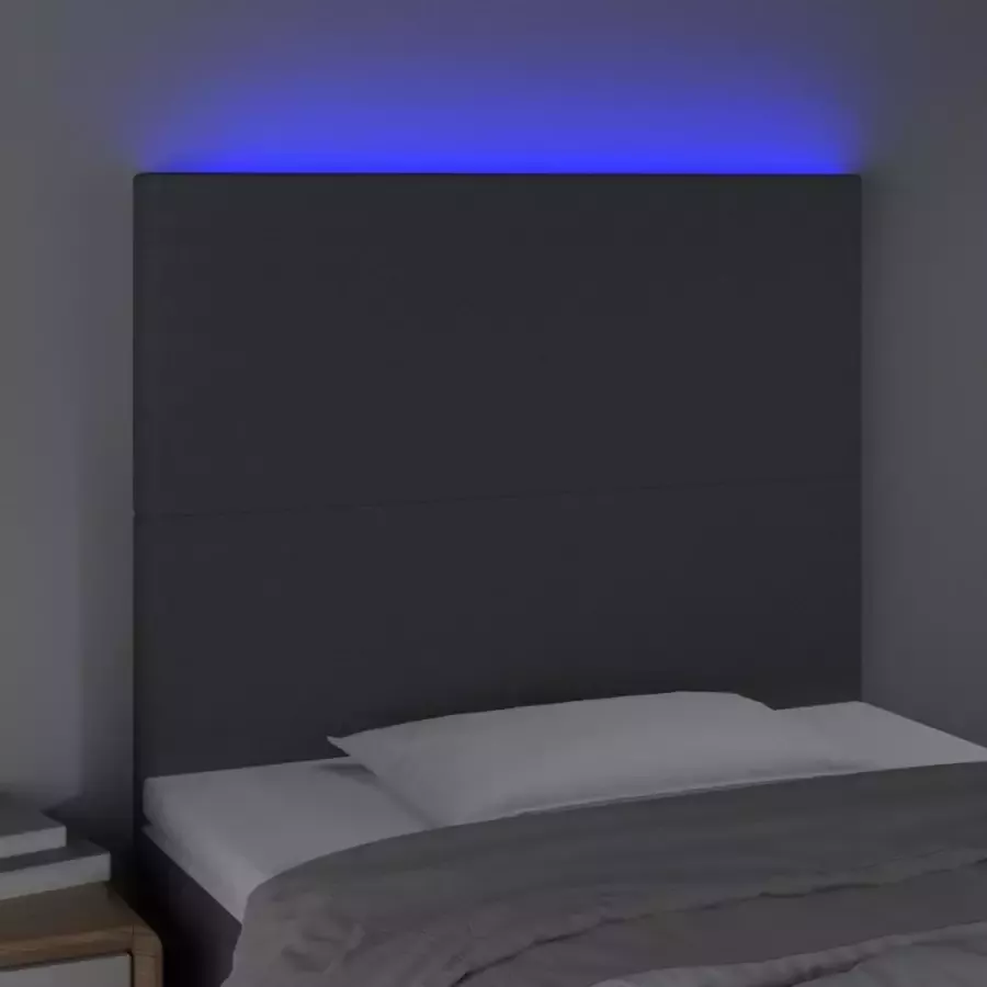 VIDAXL Hoofdbord LED 80x5x118 128 cm stof donkergrijs - Foto 4