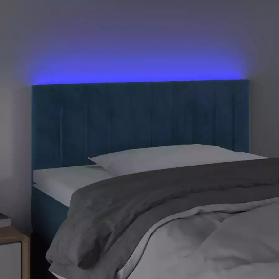 VIDAXL Hoofdbord LED 80x5x78 88 cm fluweel donkerblauw - Foto 2