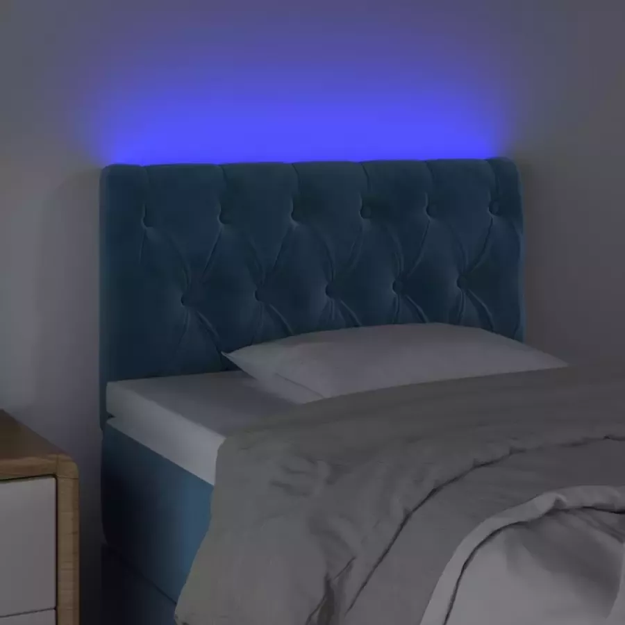 VIDAXL Hoofdbord LED 80x7x78 88 cm fluweel donkerblauw - Foto 1