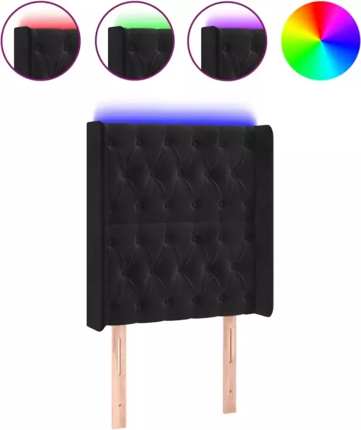 VIDAXL Hoofdbord LED 83x16x118 128 cm fluweel zwart - Foto 5