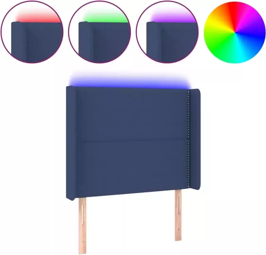 VIDAXL Hoofdbord LED 83x16x118 128 cm stof blauw - Foto 2