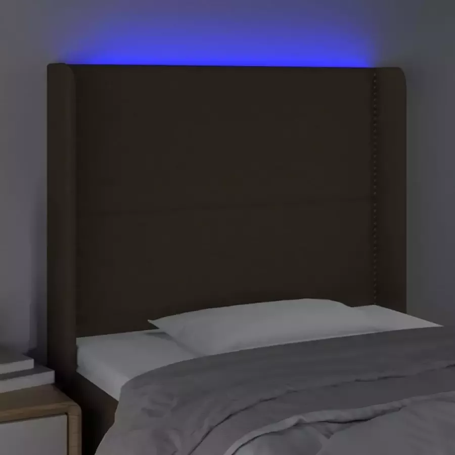 VIDAXL Hoofdbord LED 83x16x118 128 cm stof donkerbruin - Foto 2