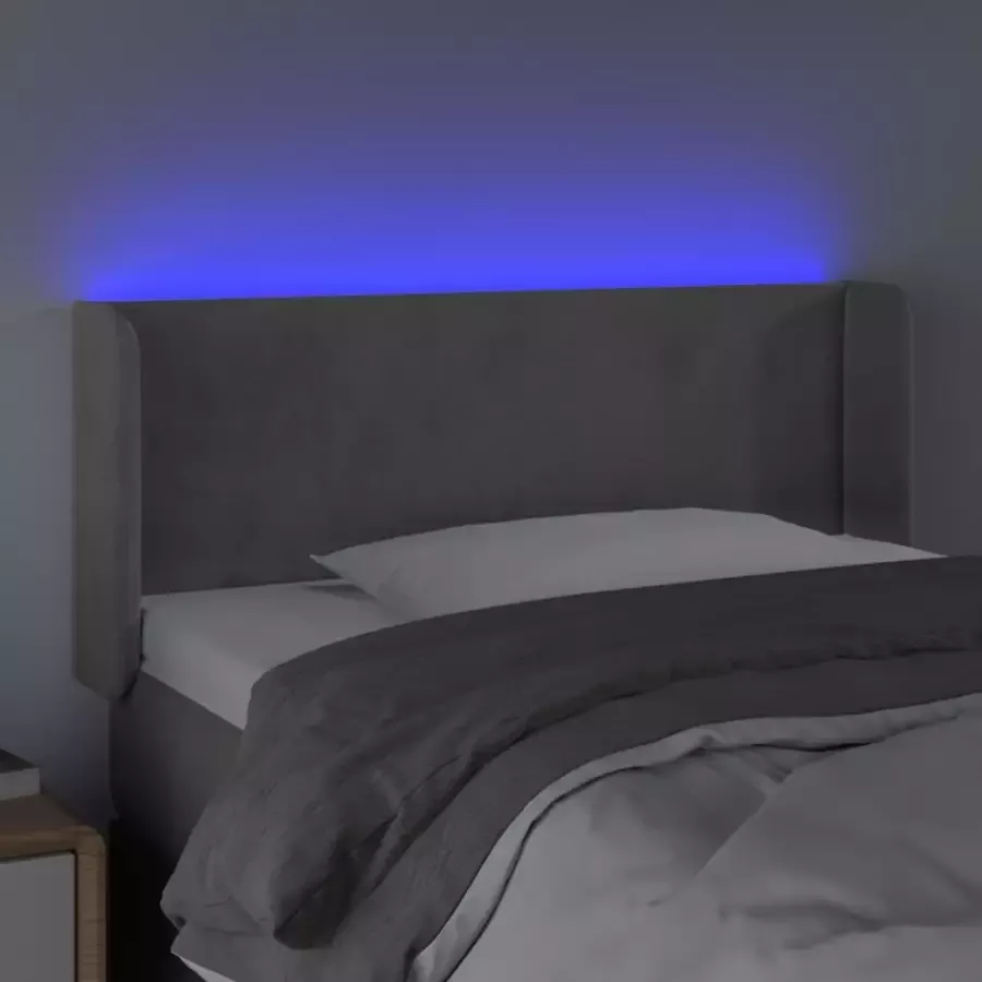 VIDAXL Hoofdbord LED 83x16x78 88 cm fluweel lichtgrijs - Foto 2