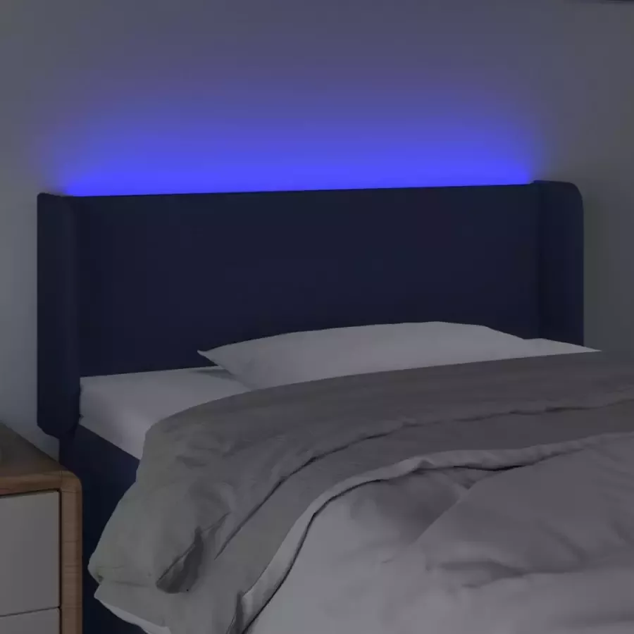 VIDAXL Hoofdbord LED 83x16x78 88 cm stof blauw - Foto 6