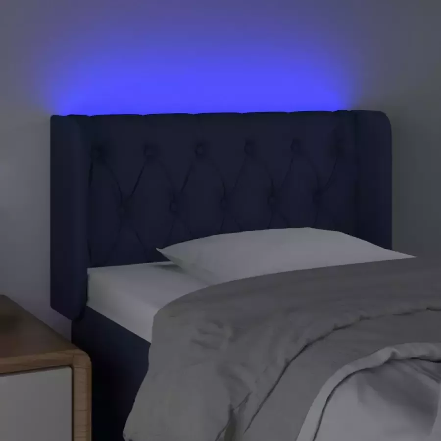 VIDAXL Hoofdbord LED 83x16x78 88 cm stof blauw - Foto 2