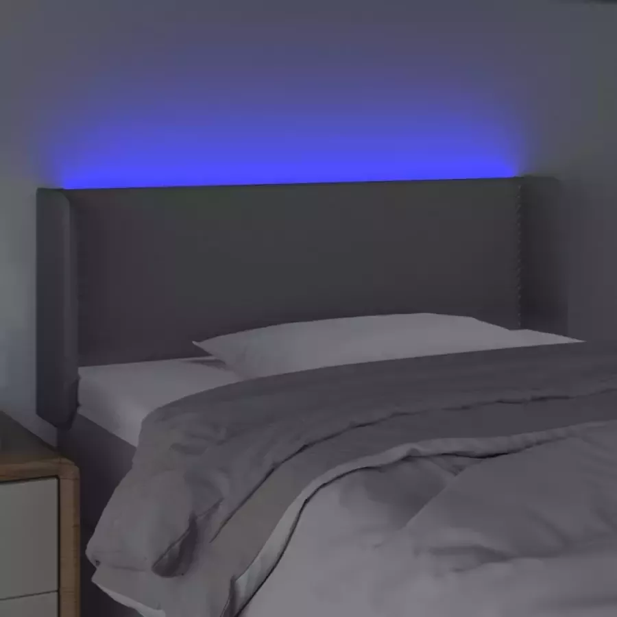 VIDAXL Hoofdbord LED 83x16x78 88 cm stof lichtgrijs - Foto 2