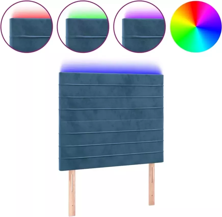 VIDAXL Hoofdbord LED 90x5x118 128 cm fluweel donkerblauw - Foto 2