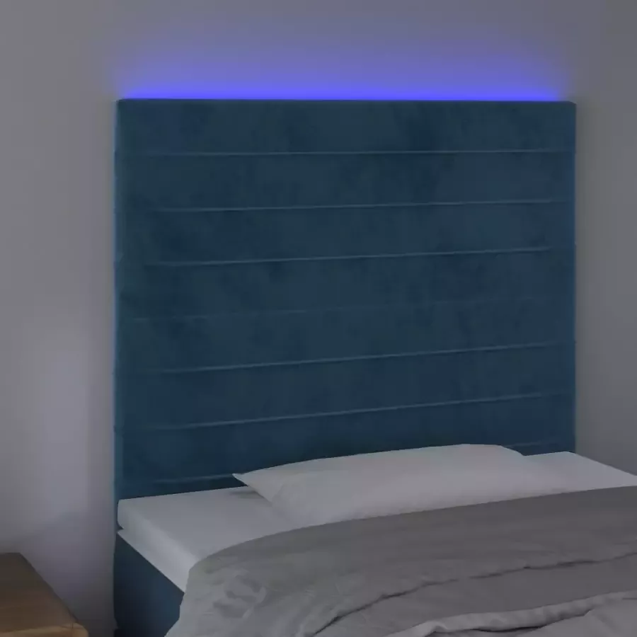 VIDAXL Hoofdbord LED 90x5x118 128 cm fluweel donkerblauw - Foto 1