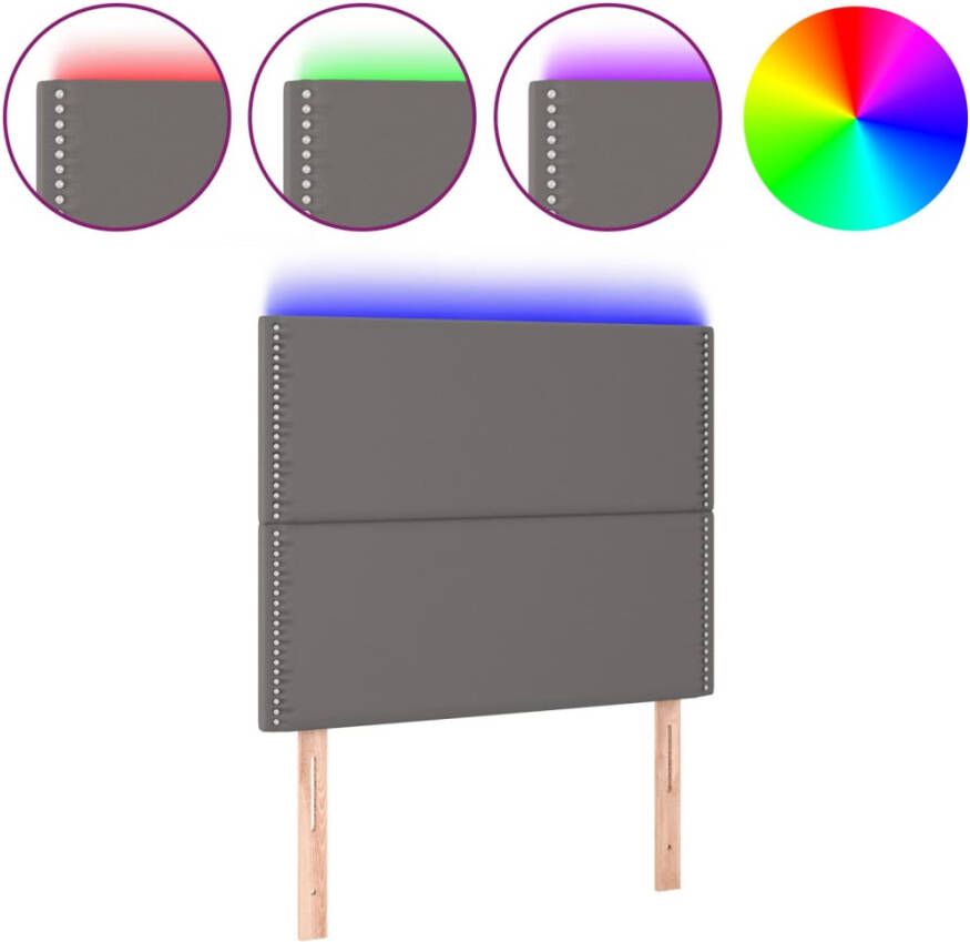 VIDAXL Hoofdbord LED 90x5x118 128 cm kunstleer grijs - Foto 4