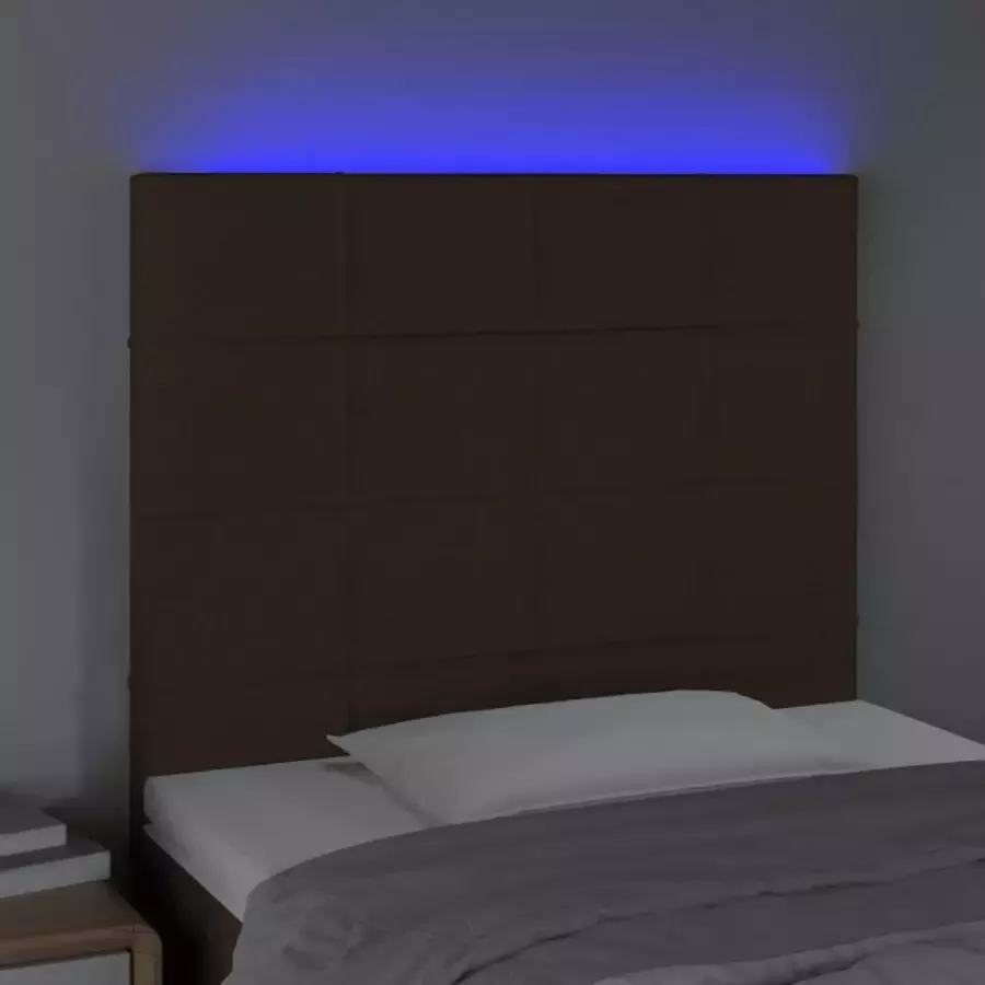 VIDAXL Hoofdbord LED 90x5x118 128 cm stof donkerbruin - Foto 2
