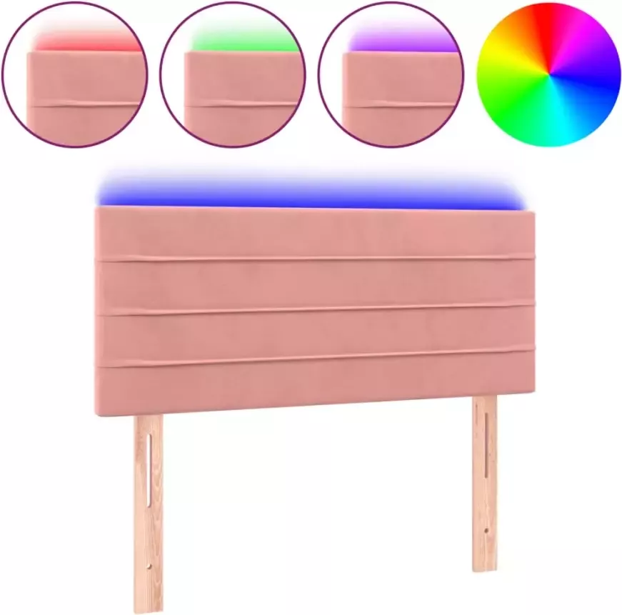 VIDAXL Hoofdbord LED 90x5x78 88 cm fluweel roze - Foto 4