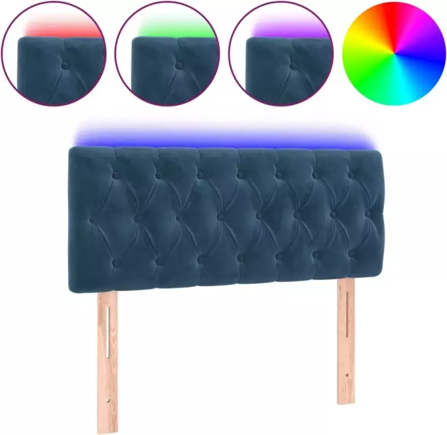 VIDAXL Hoofdbord LED 90x7x78 88 cm fluweel donkerblauw - Foto 5