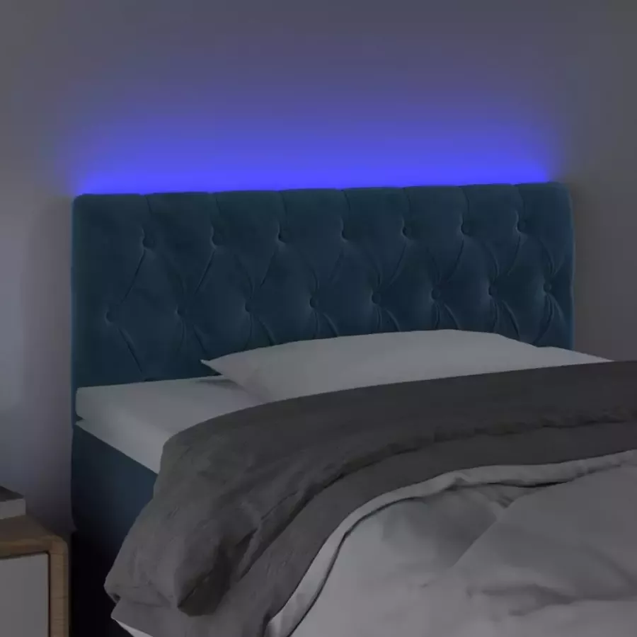 VIDAXL Hoofdbord LED 90x7x78 88 cm fluweel donkerblauw - Foto 2