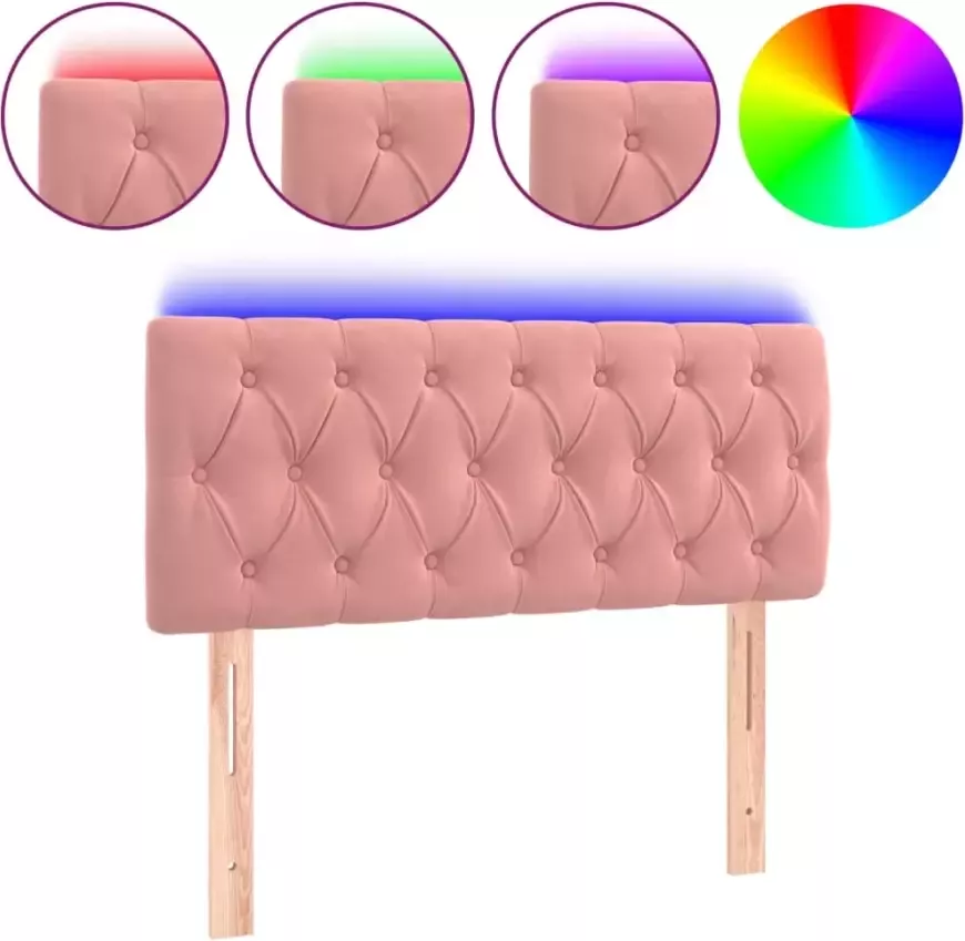 VIDAXL Hoofdbord LED 90x7x78 88 cm fluweel roze - Foto 3