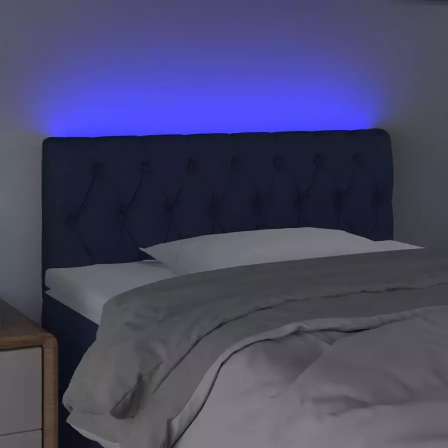 VIDAXL Hoofdbord LED 90x7x78 88 cm stof blauw - Foto 2