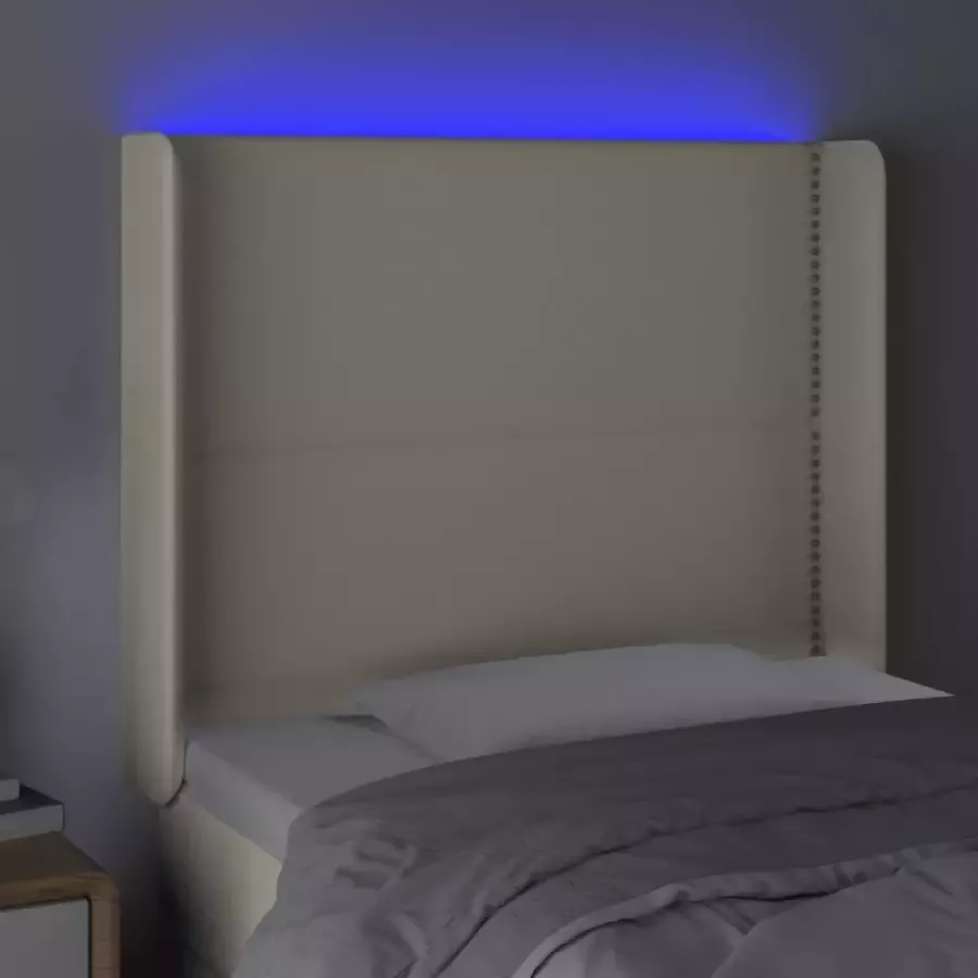 VIDAXL Hoofdbord LED 93x16x118 128 cm kunstleer crèmekleurig - Foto 2