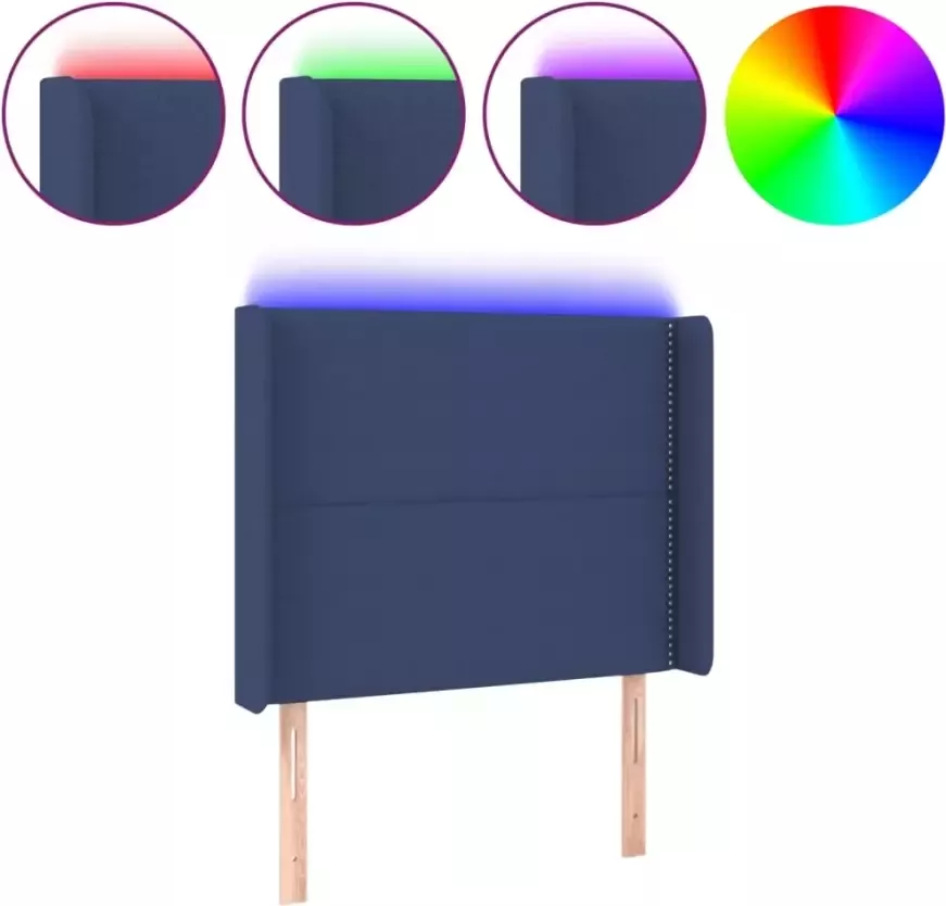 VIDAXL Hoofdbord LED 93x16x118 128 cm stof blauw - Foto 4