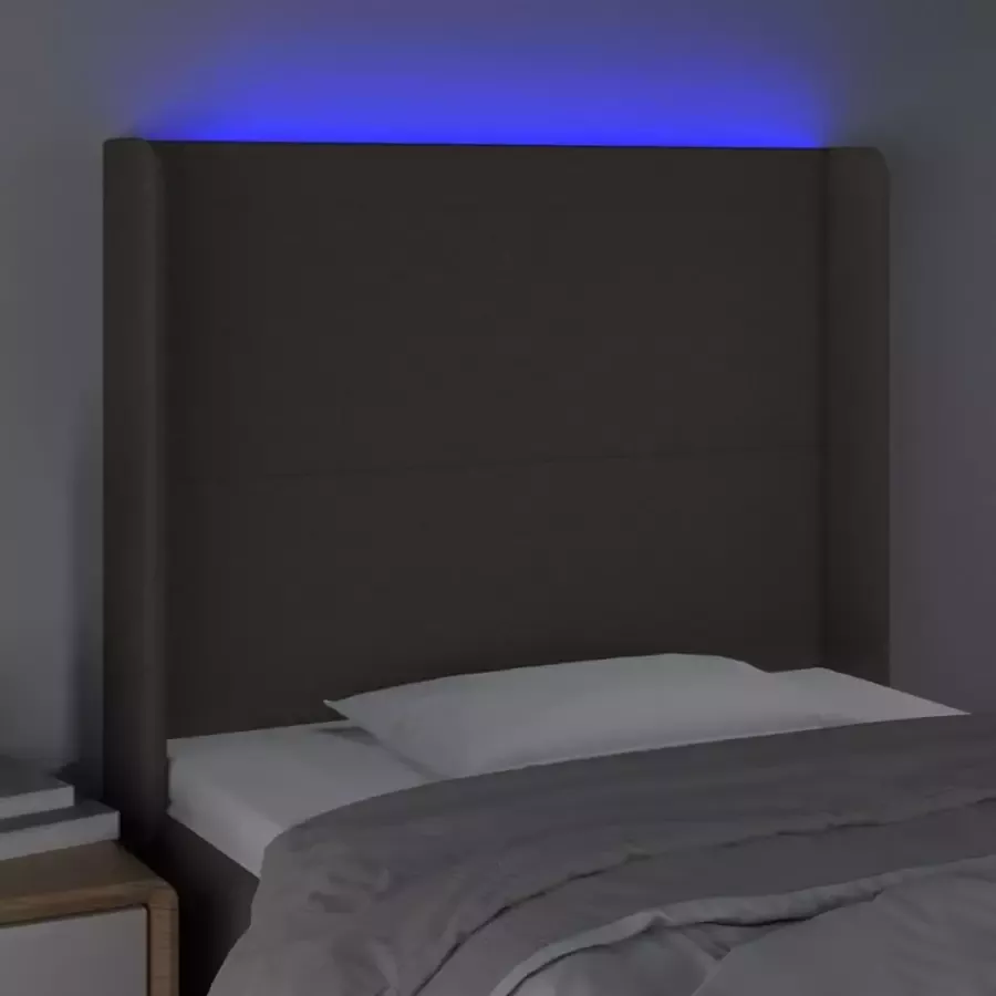 VIDAXL Hoofdbord LED 93x16x118 128 cm stof taupe - Foto 4