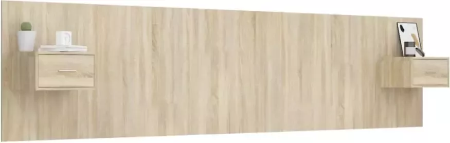 VIDAXL Hoofdbord met kastjes bewerkt hout sonoma eikenkleurig - Foto 7