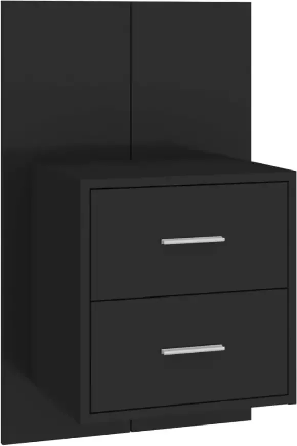 VIDAXL Hoofdbord met kastjes bewerkt hout zwart - Foto 3