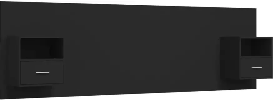VIDAXL Hoofdbord met kastjes bewerkt hout zwart - Foto 7