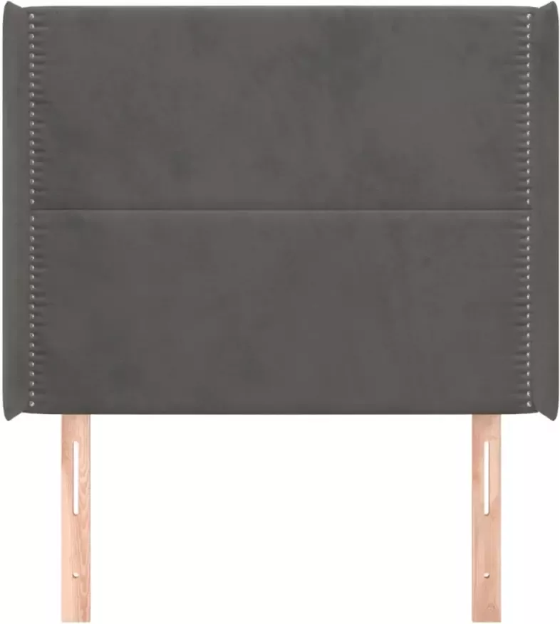 VIDAXL Hoofdbord met randen 103x16x118 128 cm fluweel donkergrijs - Foto 2