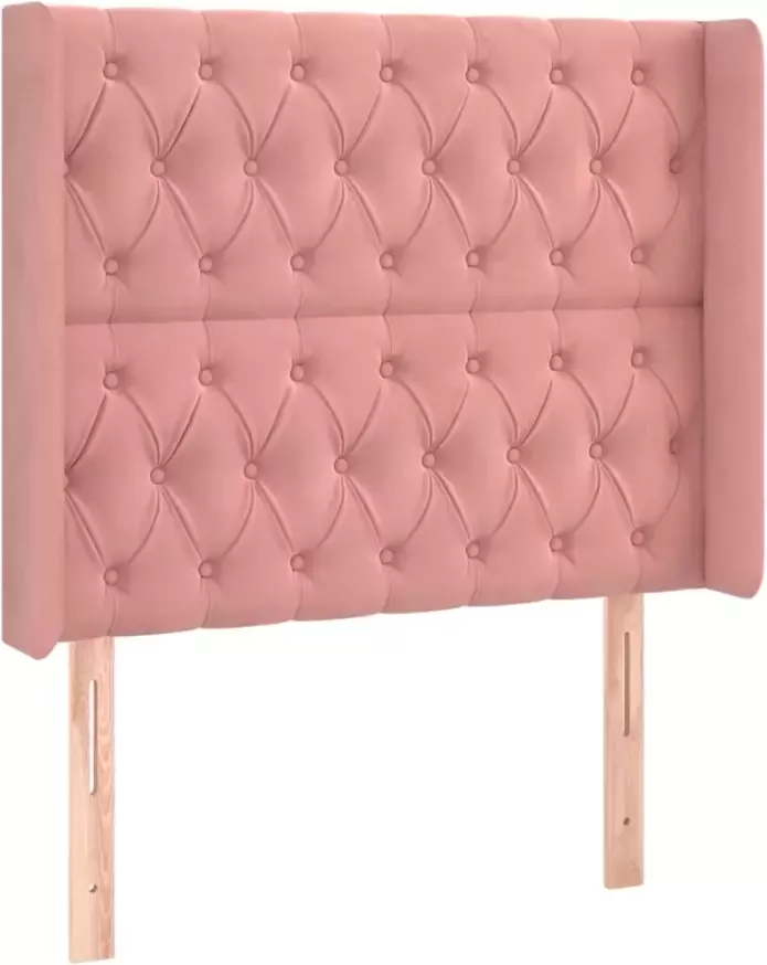 VIDAXL Hoofdbord met randen 103x16x118 128 cm fluweel roze - Foto 6