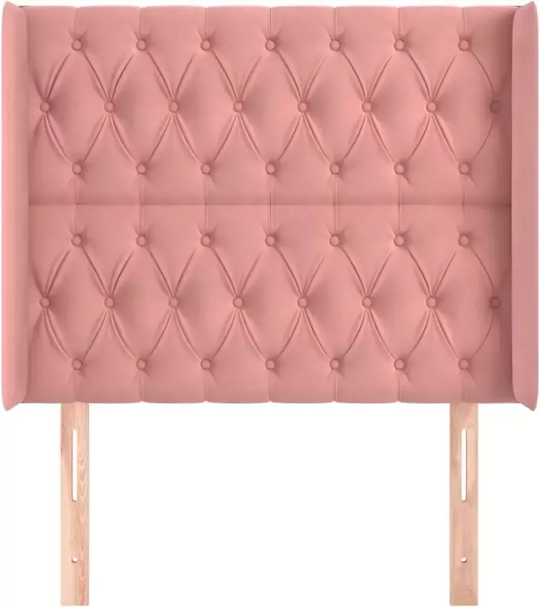 VIDAXL Hoofdbord met randen 103x16x118 128 cm fluweel roze - Foto 3