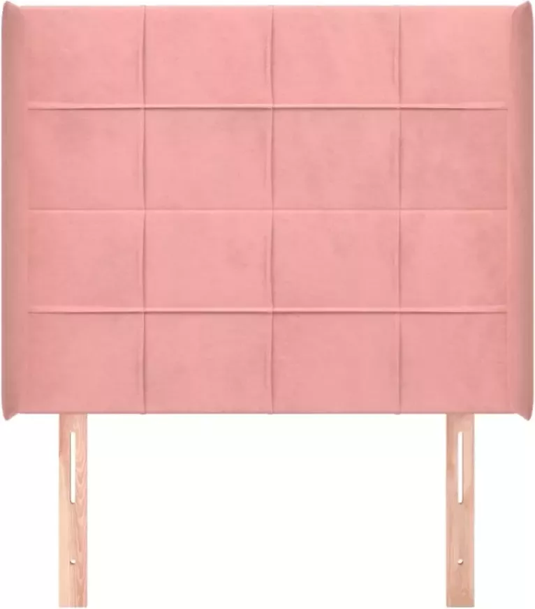 VIDAXL Hoofdbord met randen 103x16x118 128 cm fluweel roze - Foto 4