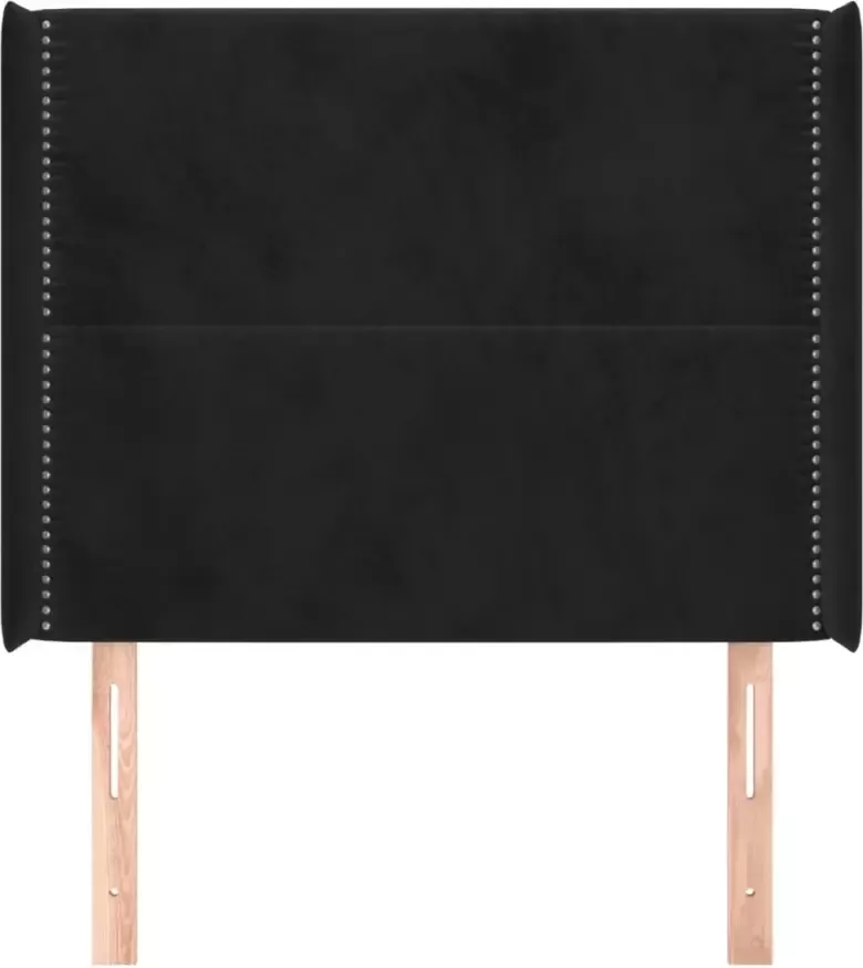 VIDAXL Hoofdbord met randen 103x16x118 128 cm fluweel zwart - Foto 2