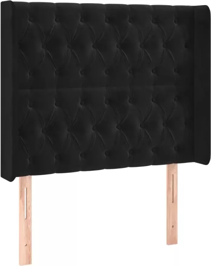VIDAXL Hoofdbord met randen 103x16x118 128 cm fluweel zwart - Foto 3