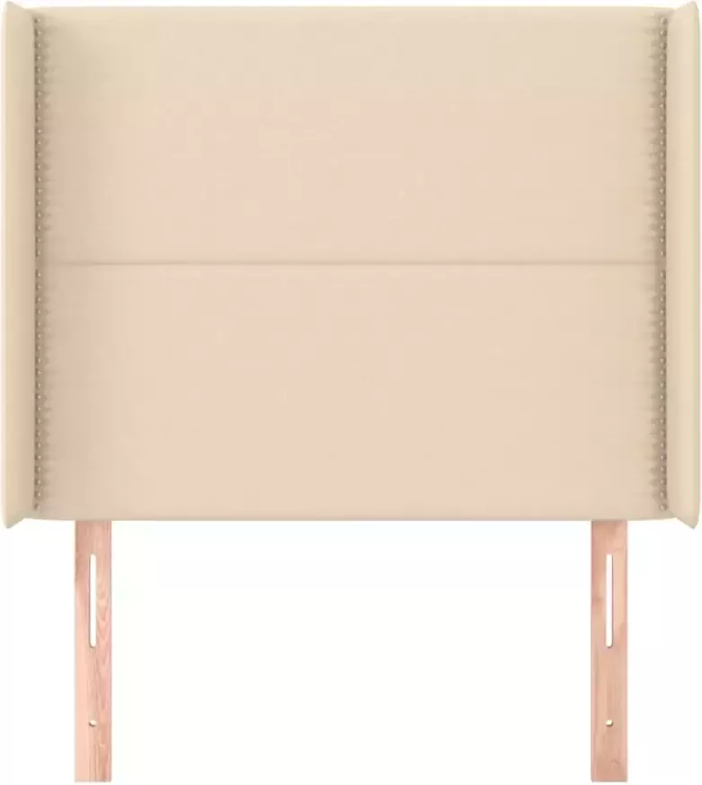 VIDAXL Hoofdbord met randen 103x16x118 128 cm stof crèmekleurig - Foto 3