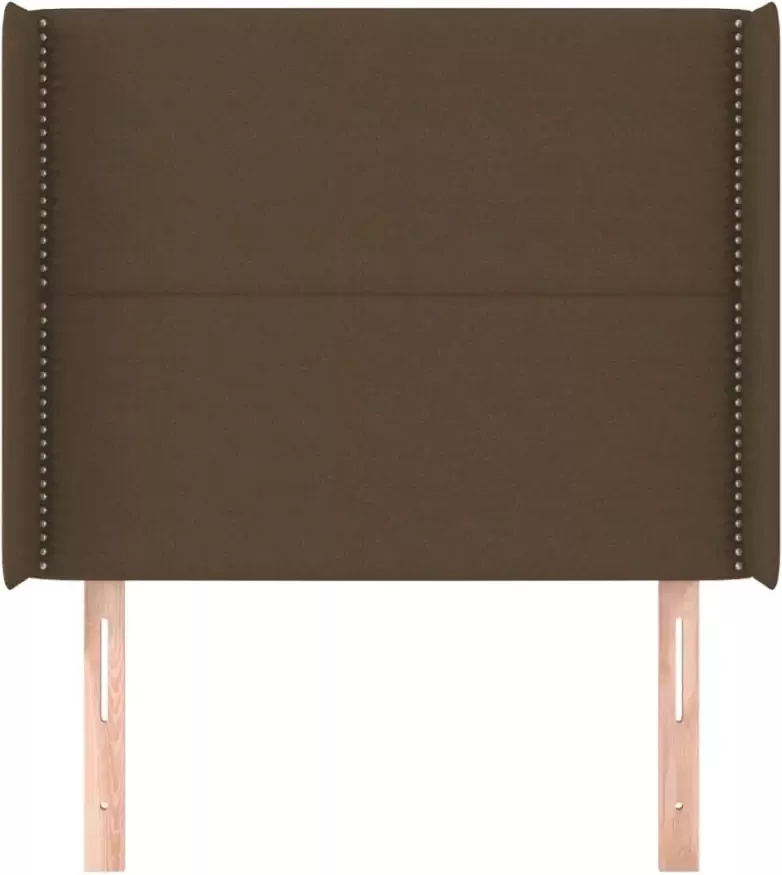 VIDAXL Hoofdbord met randen 103x16x118 128 cm stof donkerbruin