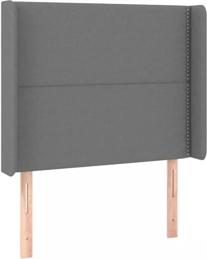VIDAXL Hoofdbord met randen 103x16x118 128 cm stof donkergrijs - Foto 3