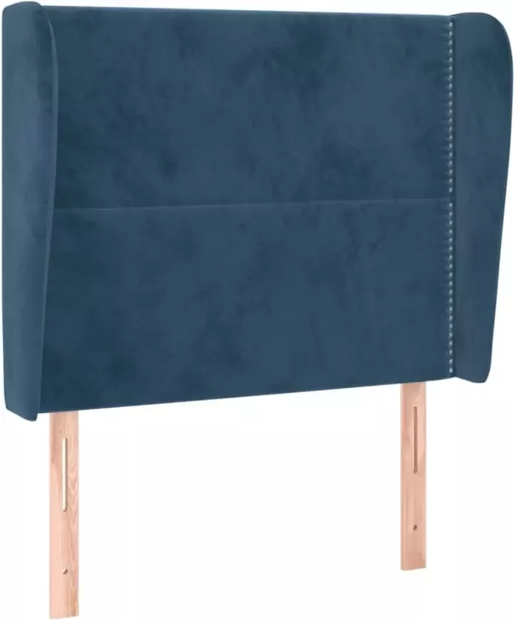 VIDAXL Hoofdbord met randen 103x23x118 128 cm fluweel donkerblauw - Foto 4