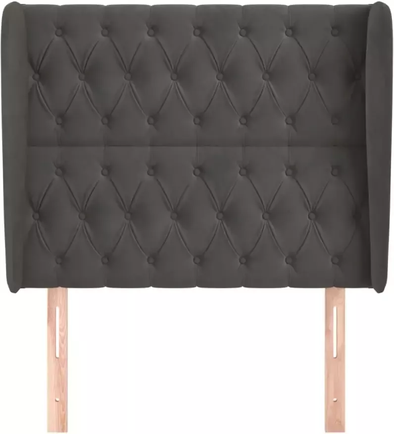 VidaXL Hoofdbord met randen 103x23x118 128 cm fluweel donkergrijs
