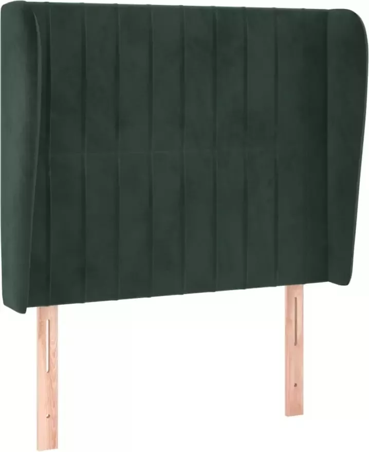 VIDAXL Hoofdbord met randen 103x23x118 128 cm fluweel donkergroen - Foto 3