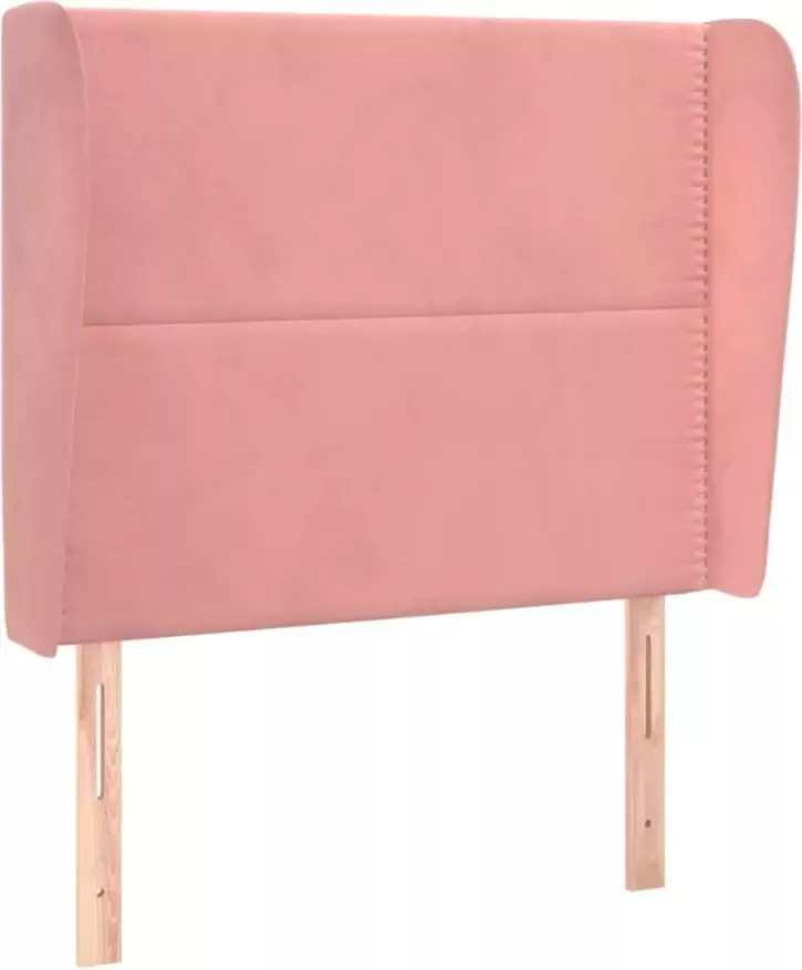 VIDAXL Hoofdbord met randen 103x23x118 128 cm fluweel roze - Foto 5