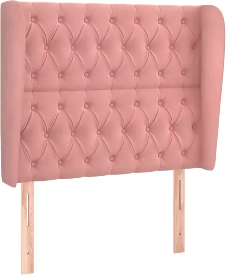 VIDAXL Hoofdbord met randen 103x23x118 128 cm fluweel roze - Foto 4