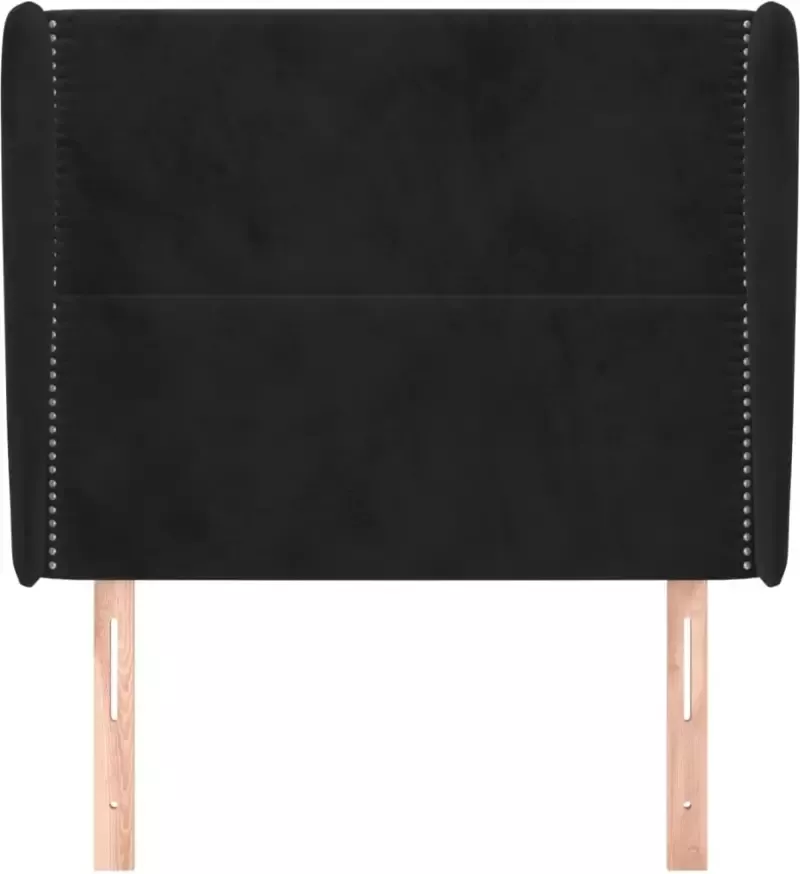 VIDAXL Hoofdbord met randen 103x23x118 128 cm fluweel zwart - Foto 2