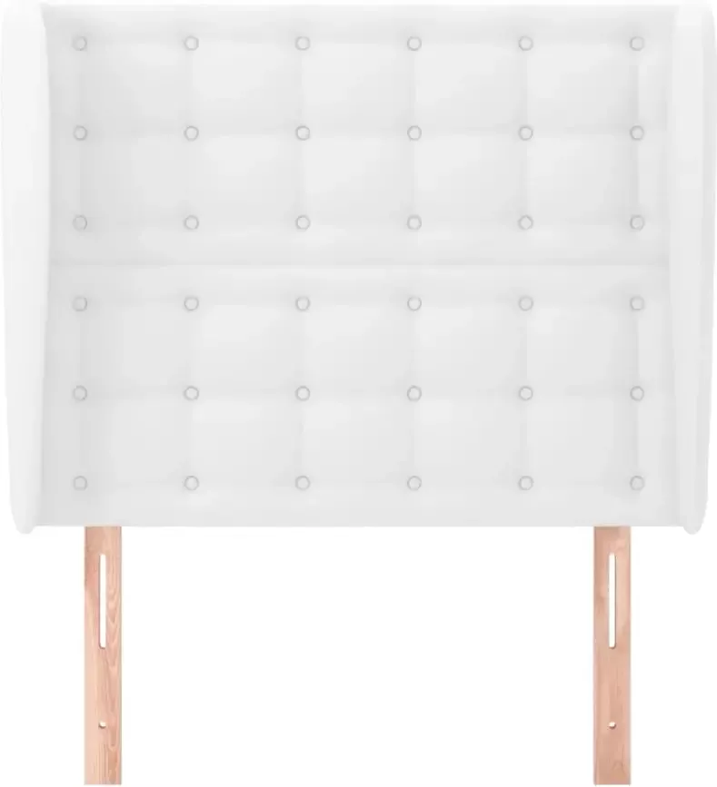 VidaXL Hoofdbord met randen 103x23x118 128 cm kunstleer wit - Foto 4