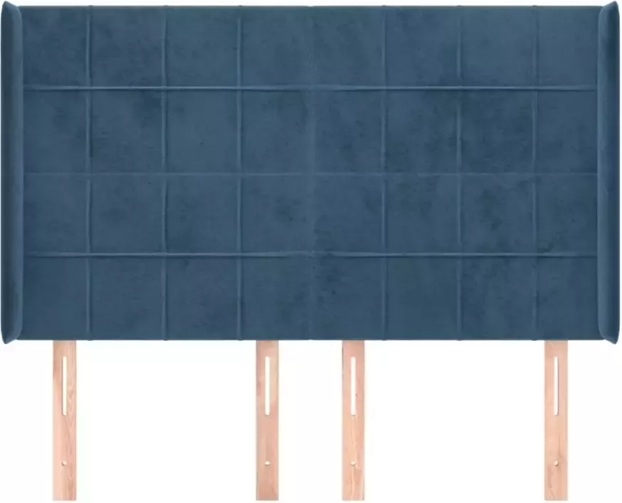 VIDAXL Hoofdbord met randen 147x16x118 128 cm fluweel donkerblauw - Foto 4