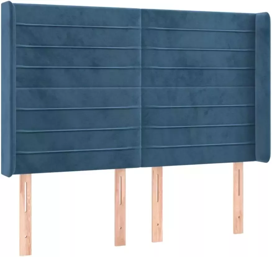 VIDAXL Hoofdbord met randen 147x16x118 128 cm fluweel donkerblauw - Foto 2