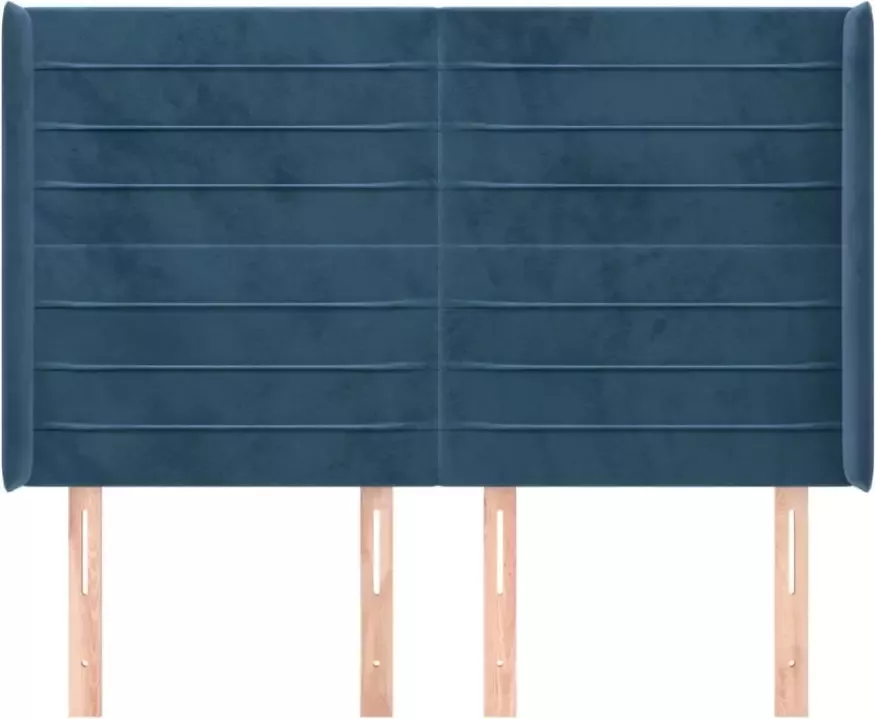 VIDAXL Hoofdbord met randen 147x16x118 128 cm fluweel donkerblauw - Foto 3