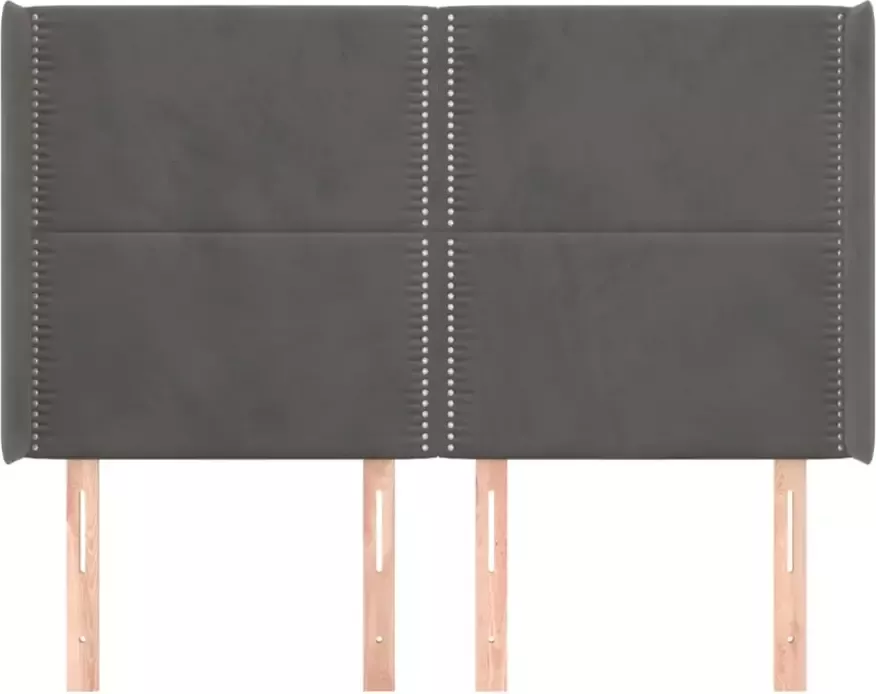VIDAXL Hoofdbord met randen 147x16x118 128 cm fluweel donkergrijs - Foto 3