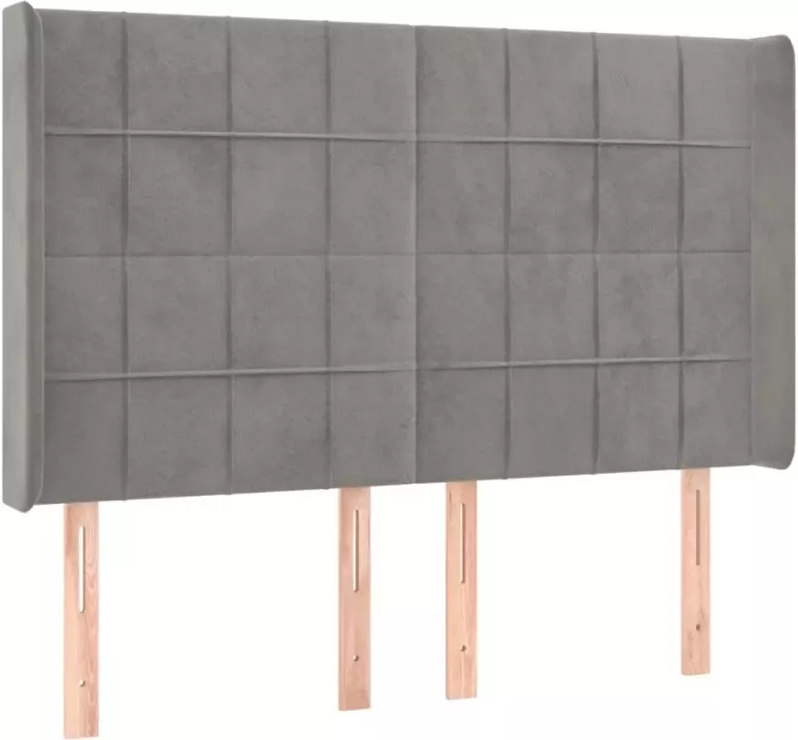 VidaXL Hoofdbord met randen 147x16x118 128 cm fluweel lichtgrijs - Foto 4