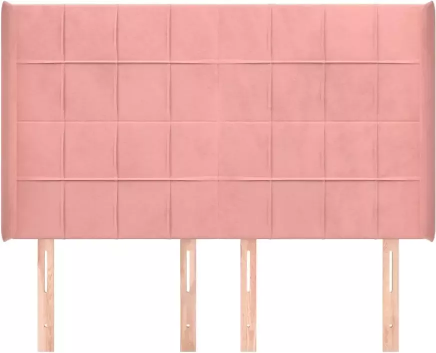 VIDAXL Hoofdbord met randen 147x16x118 128 cm fluweel roze - Foto 3