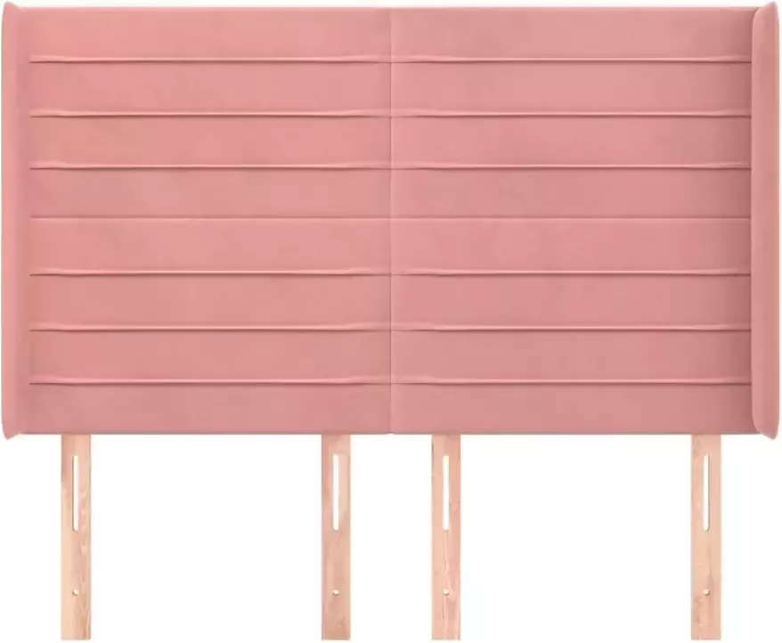 VIDAXL Hoofdbord met randen 147x16x118 128 cm fluweel roze - Foto 2