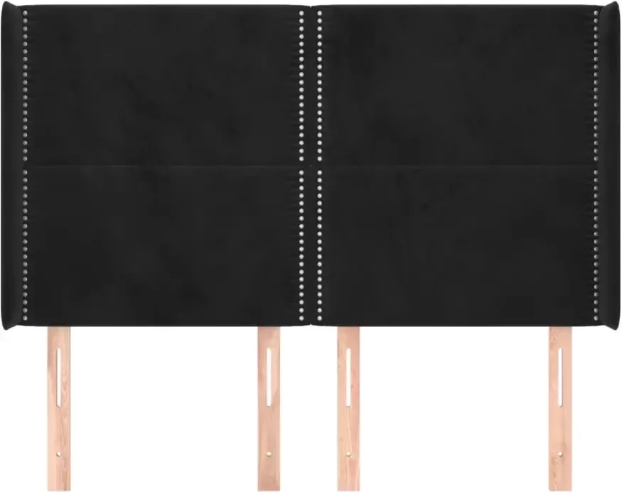 VIDAXL Hoofdbord met randen 147x16x118 128 cm fluweel zwart - Foto 4
