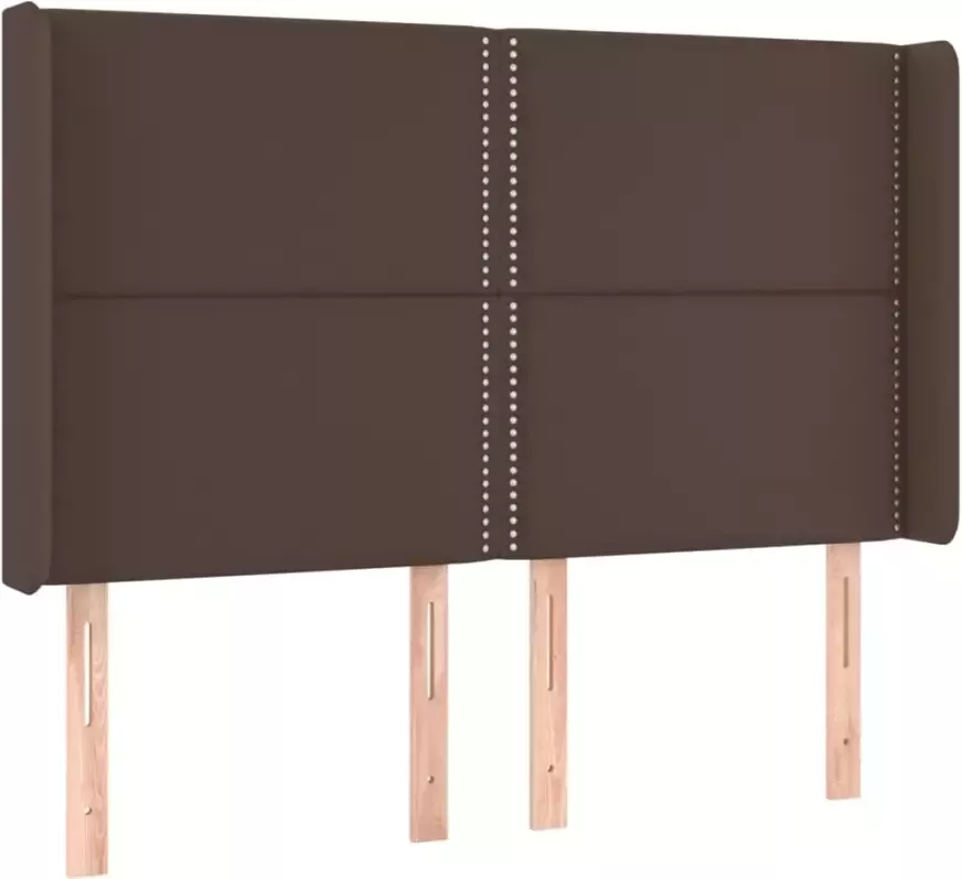 VIDAXL Hoofdbord met randen 147x16x118 128 cm kunstleer bruin - Foto 3